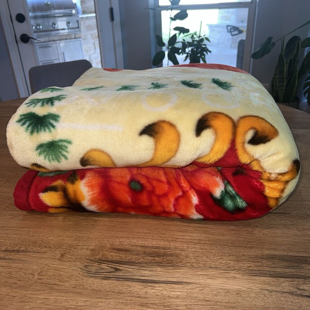 2 Sided Plush Minky Korean Style Blanket Koi Floral Double Side - Picture 11 of 16